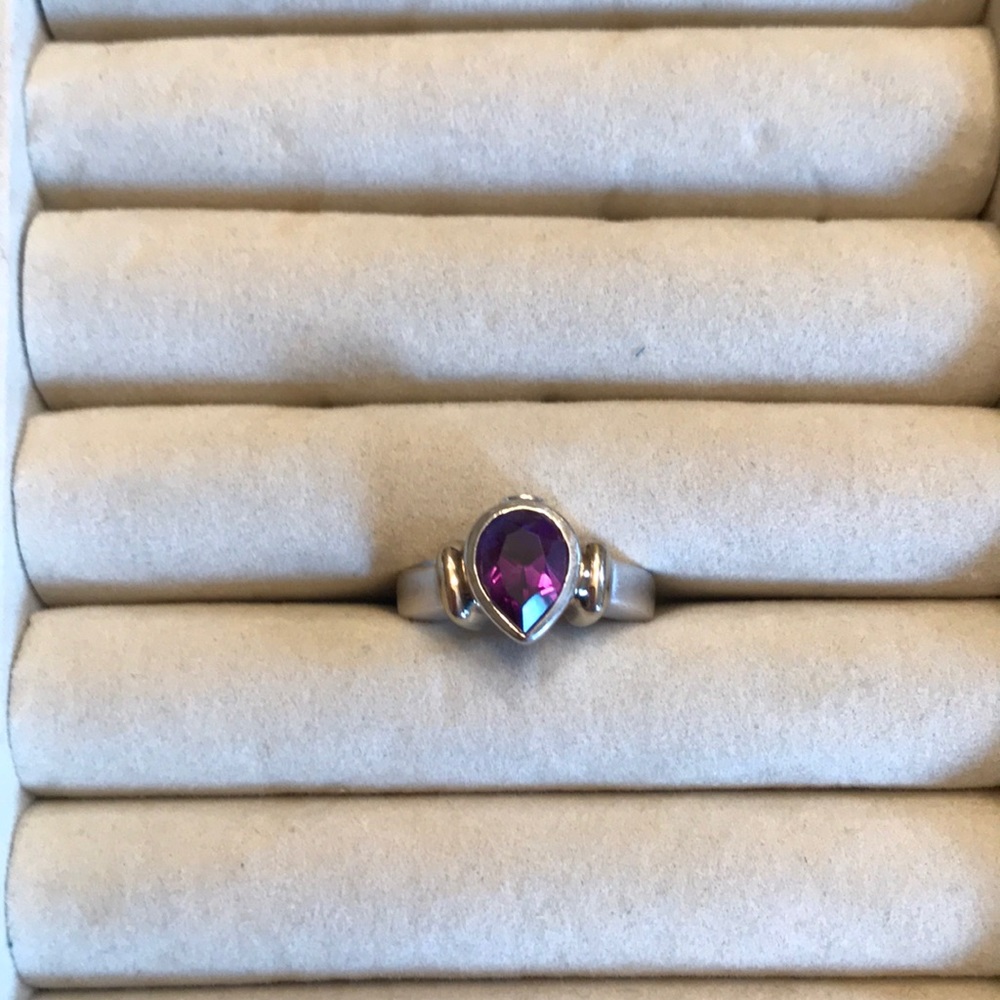 SS and Gold Ring W/ Amethyst